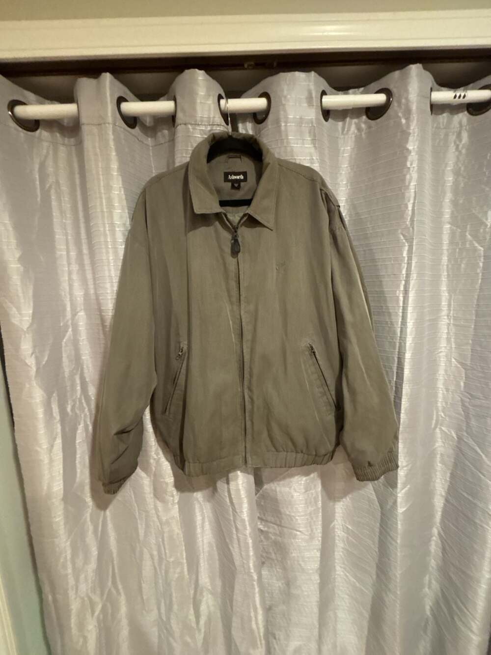 Ashworth Men's Houndstooth Full Zip Collared Windbreaker Golf Jacket Green XL